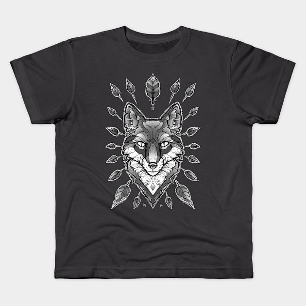 geometric silver fox Kids T-Shirt by weilertsen